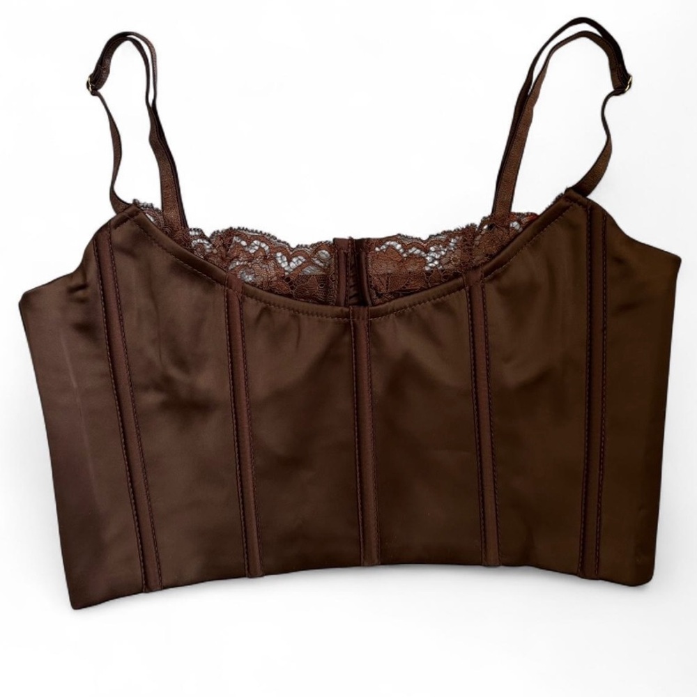Meshki Chocolate Brown Satin Cami Top